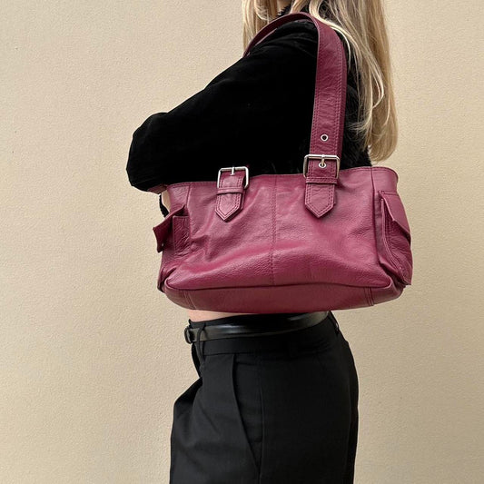 Vintage 00s raspberry leather bag