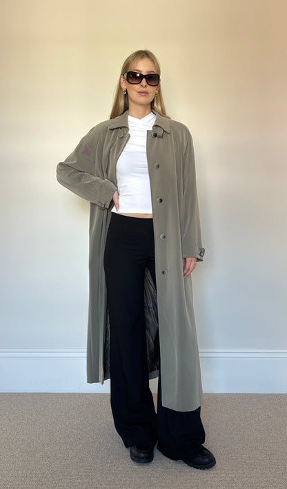 Vintage Khaki Longline Trench Coat