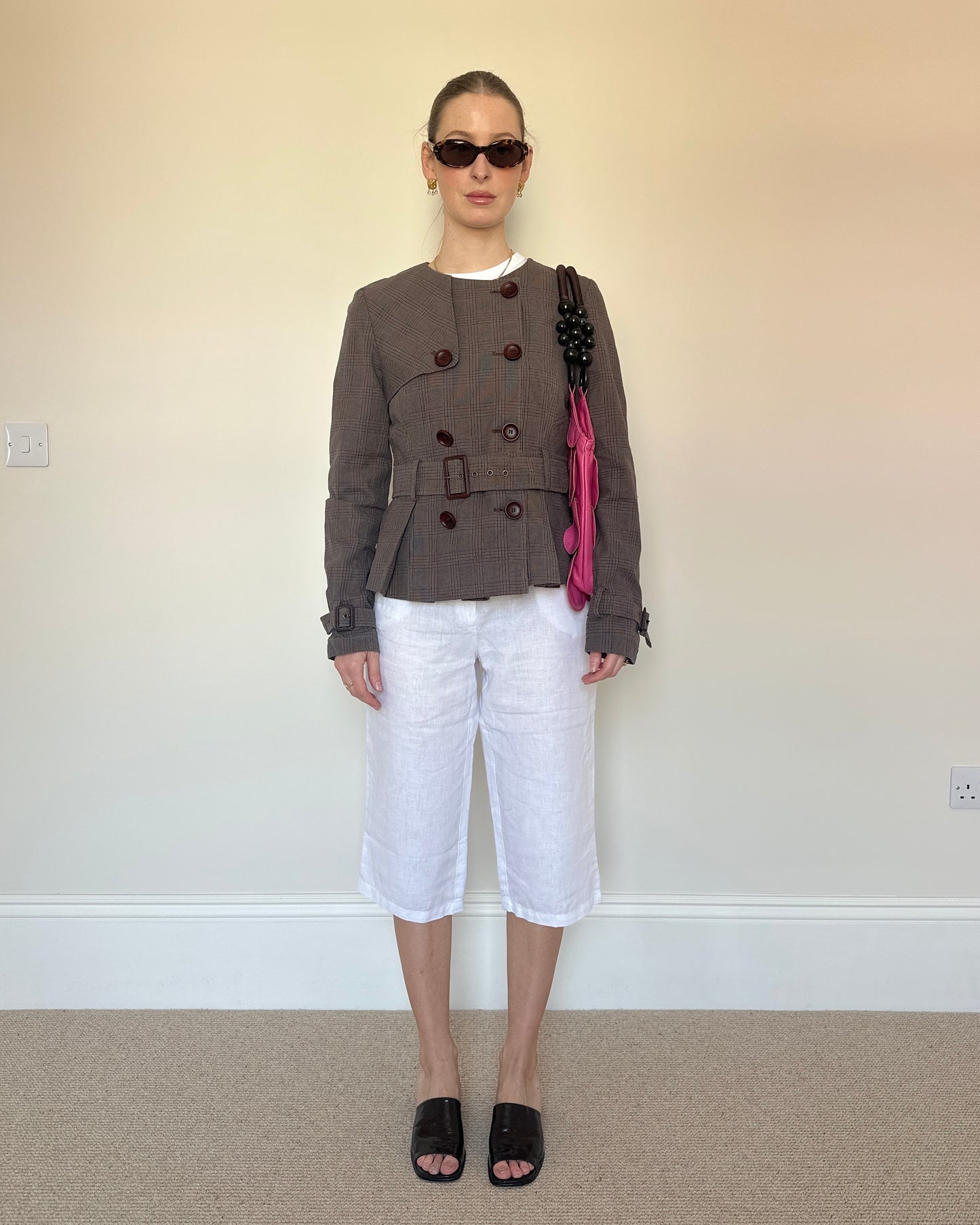 Vintage double breasted collarless jacket