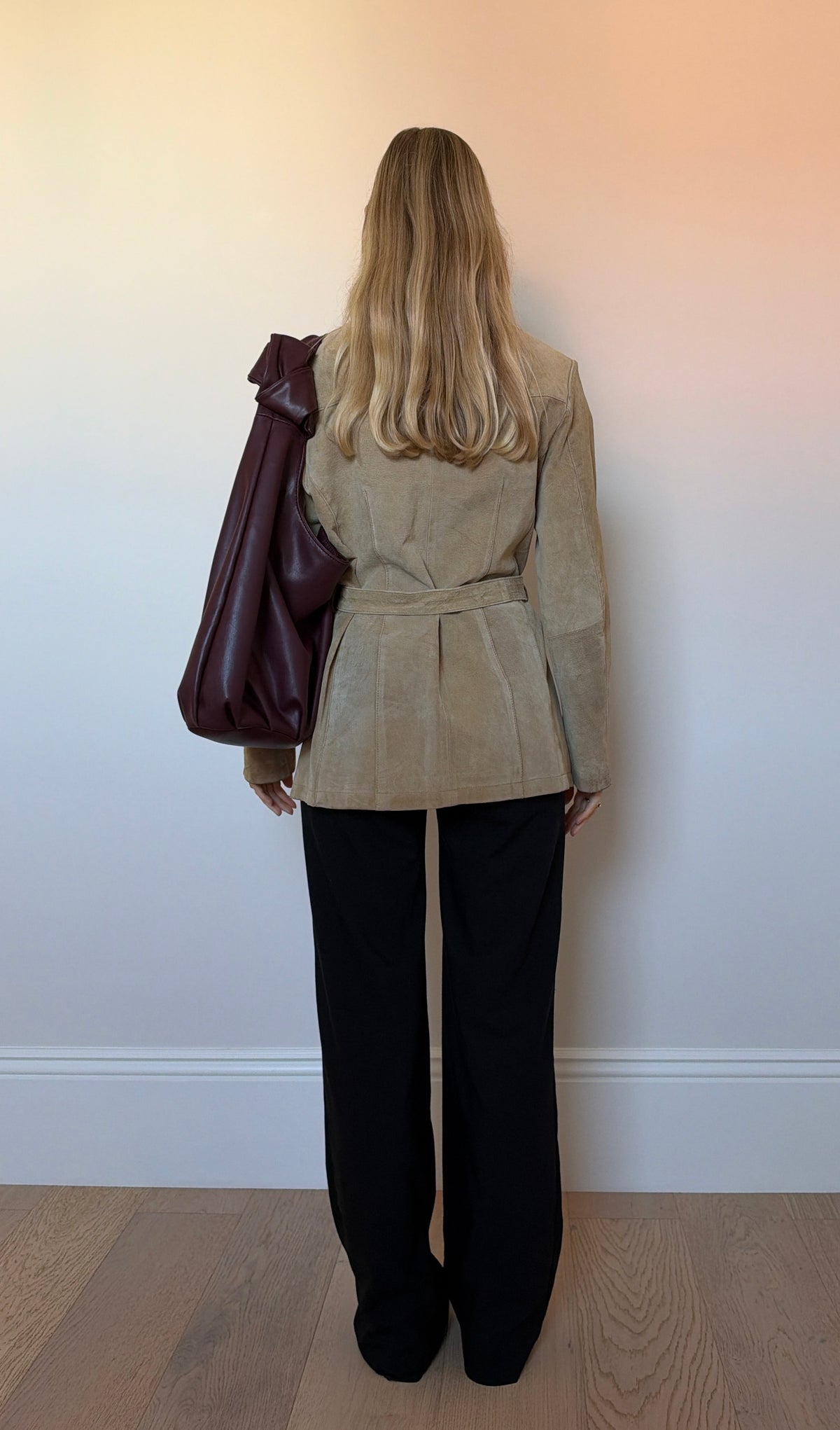 Vintage camel suede belted jacket