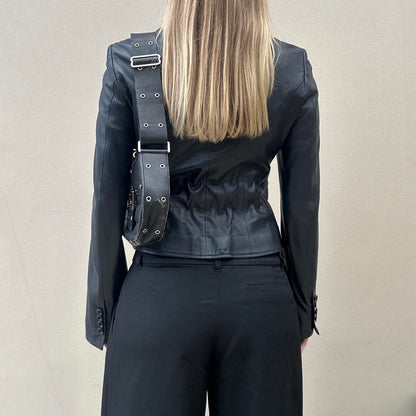 Vintage 00s button leather jacket