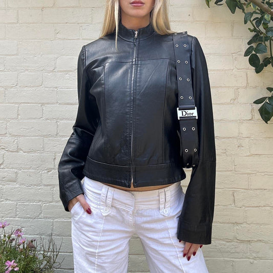 Vintage 00s black leather jacket