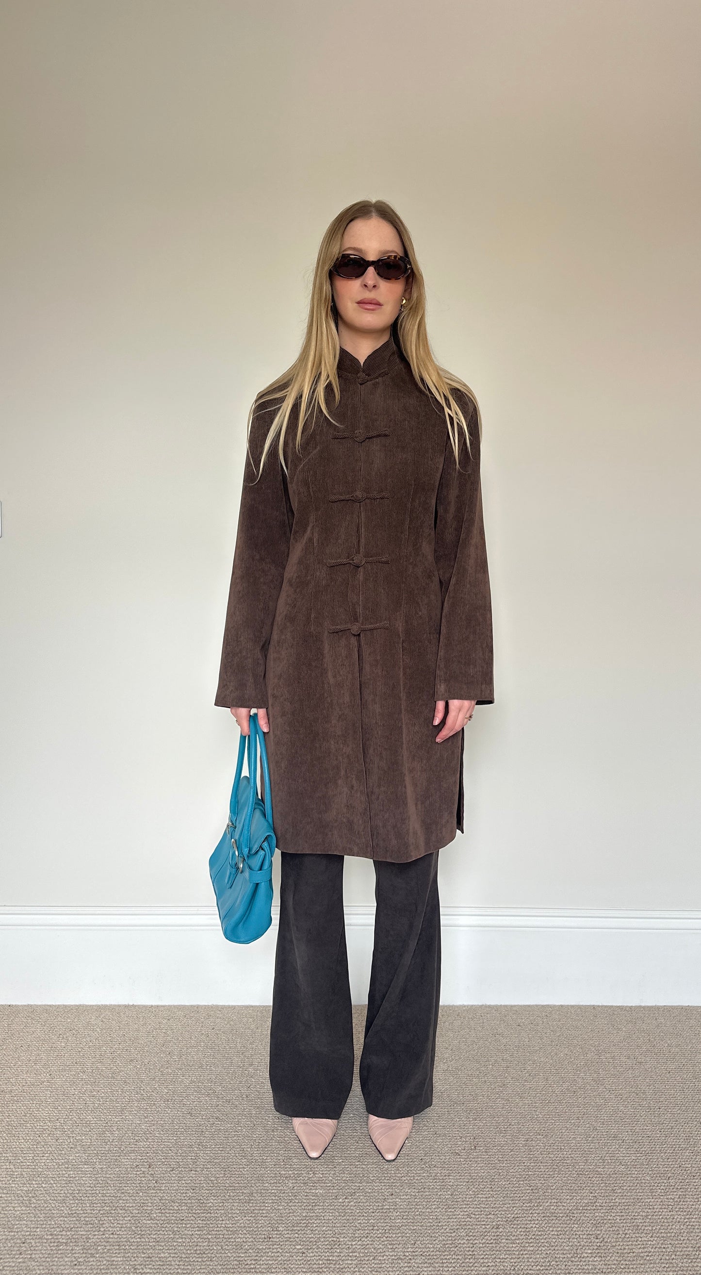 Vintage brown frog clasp jacket