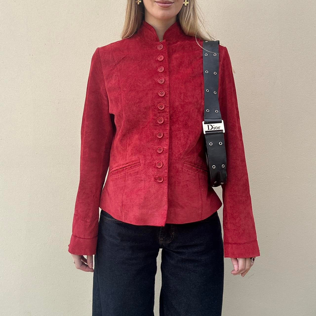 Vintage 90s red suede jacket