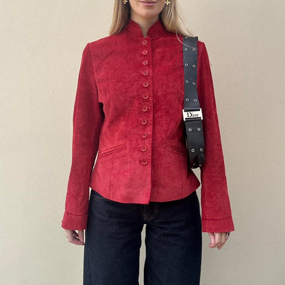 Vintage 90s red suede jacket