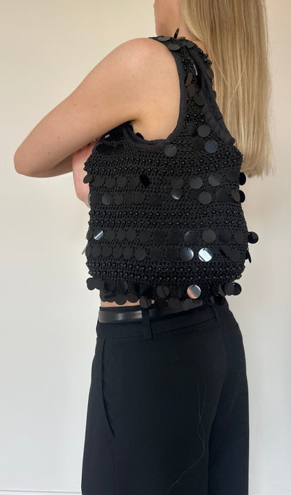 Vintage crochet sequin bag