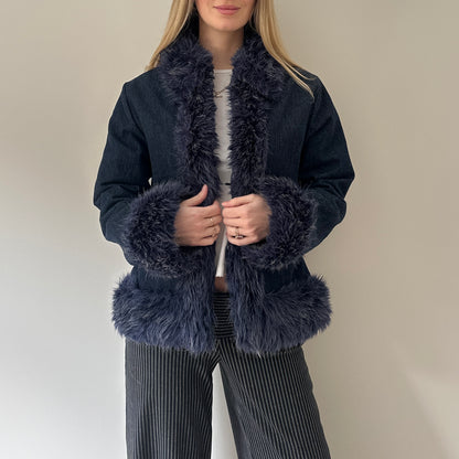 Vintage denim afghan jacket