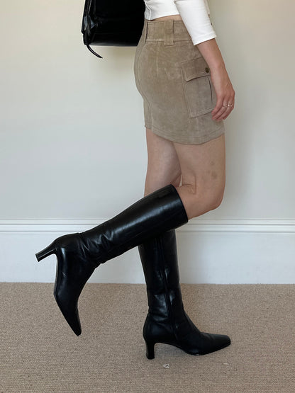 Vintage leather square toe boots