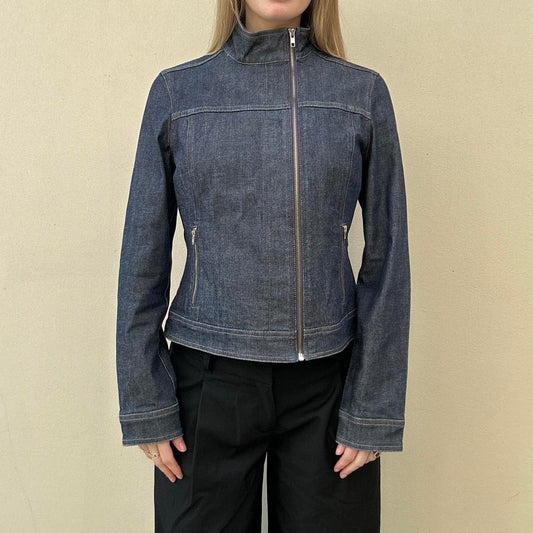 Vintage FCUK denim asymmetrical jacket