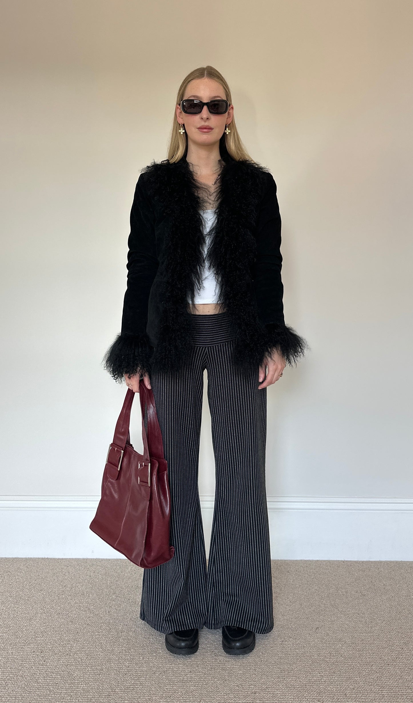 Vintage suede & mongolian afghan jacket