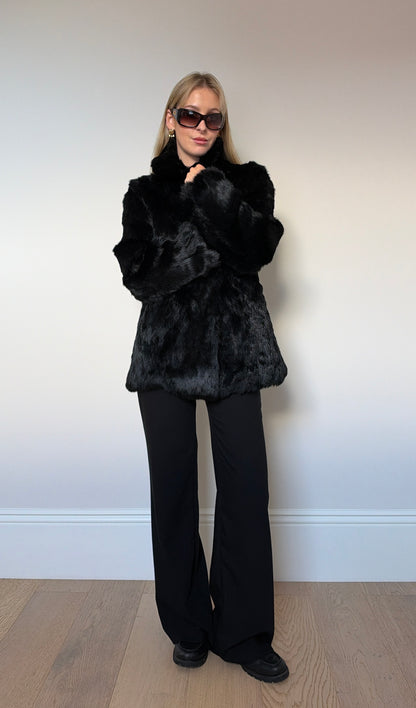 Vintage Black real fur jacket