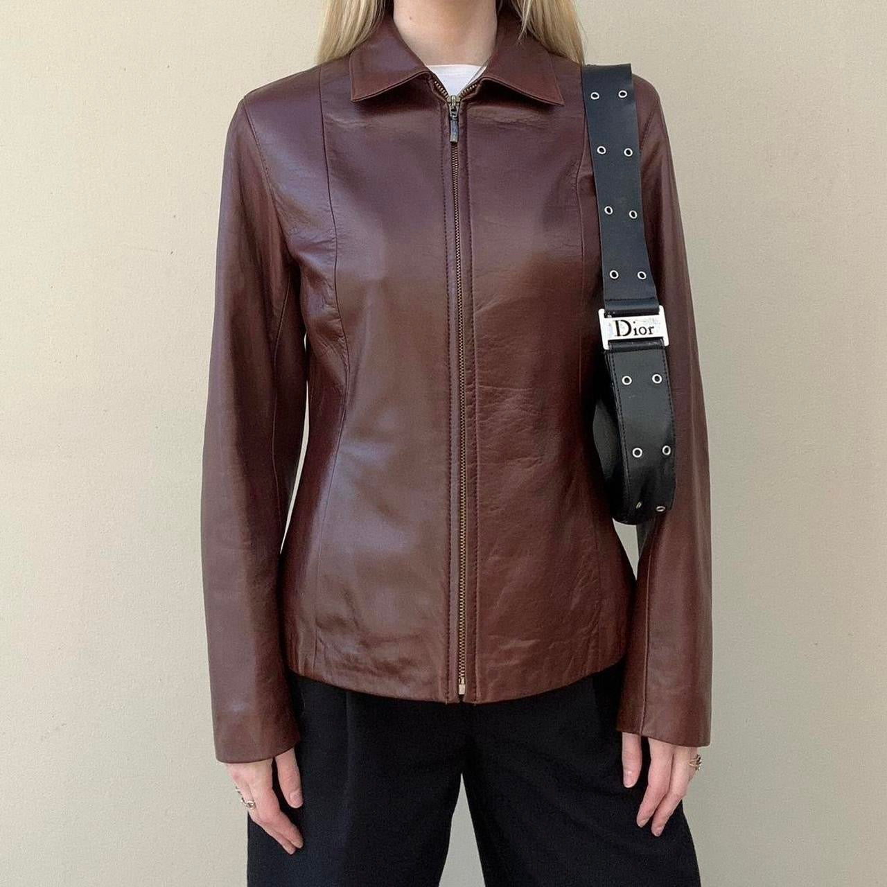 Vintage 00s rust brown leather jacket