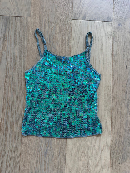 SALE Vintage sequin turquoise top