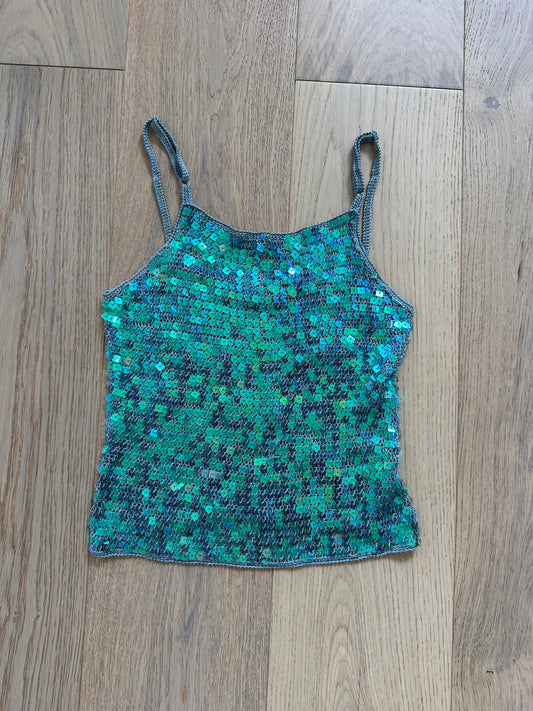 SALE Vintage sequin turquoise top