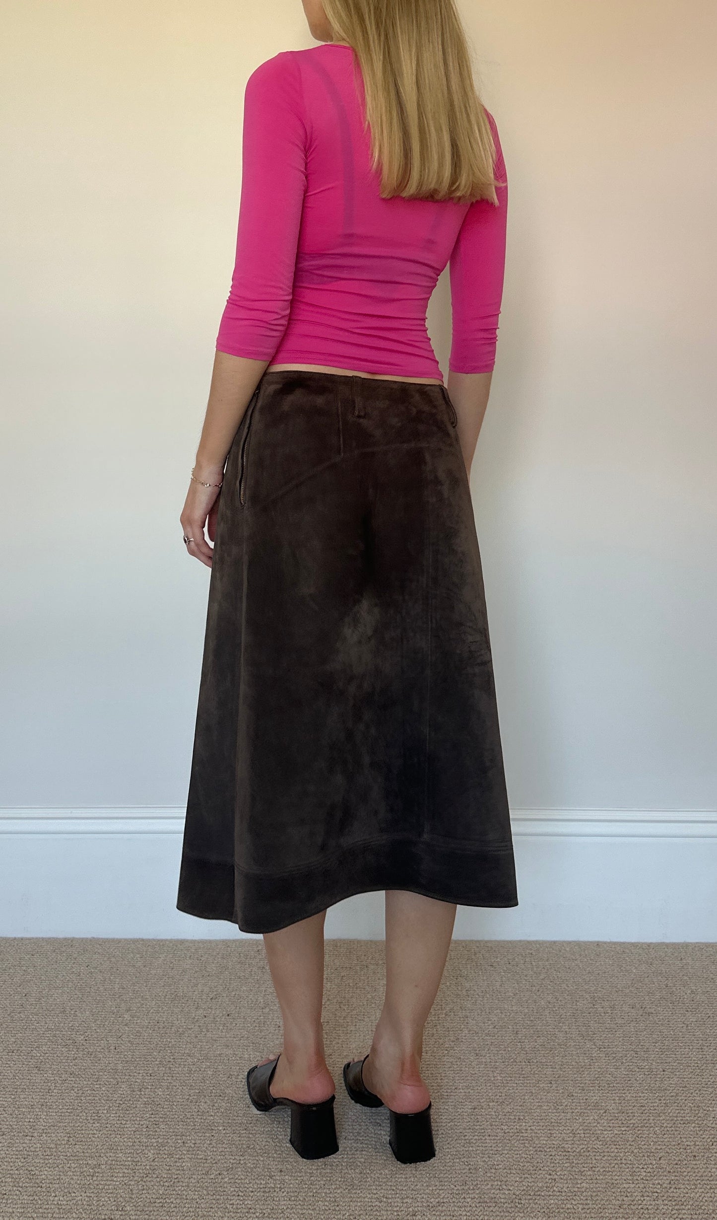 Vintage real suede brown skirt