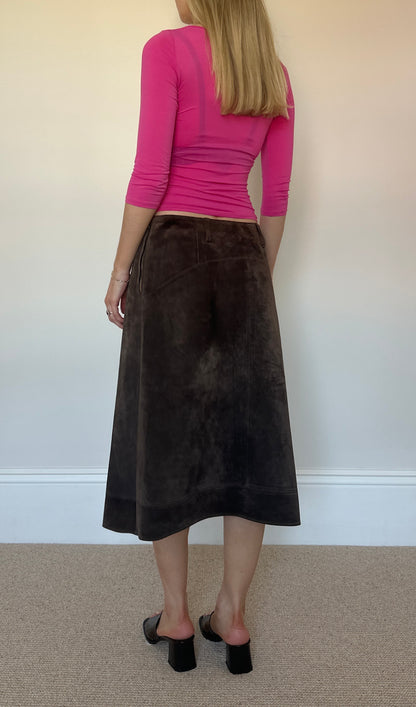 Vintage real suede brown skirt