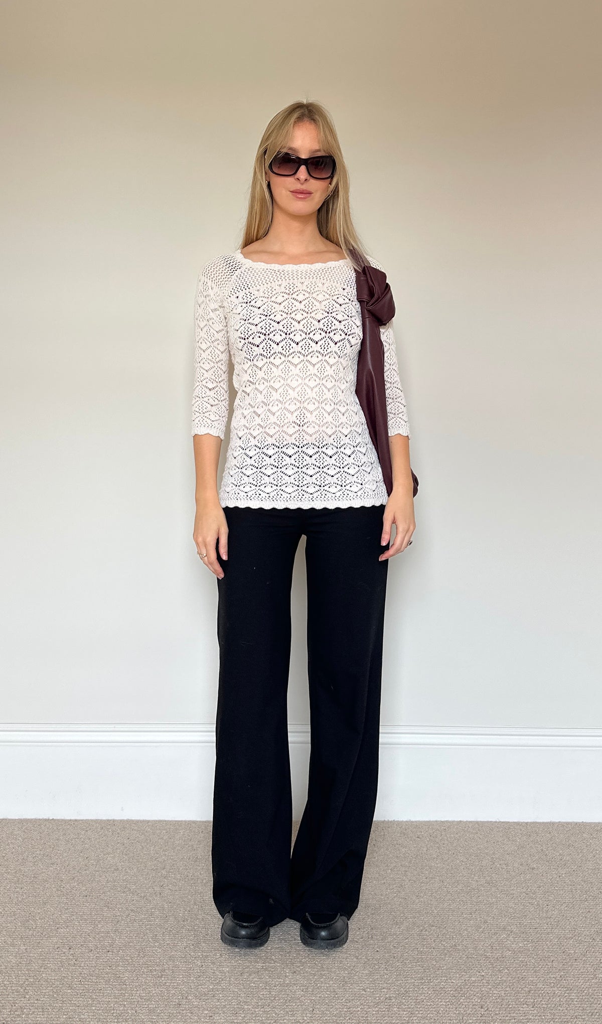 Vintage pointelle Knit Jumper