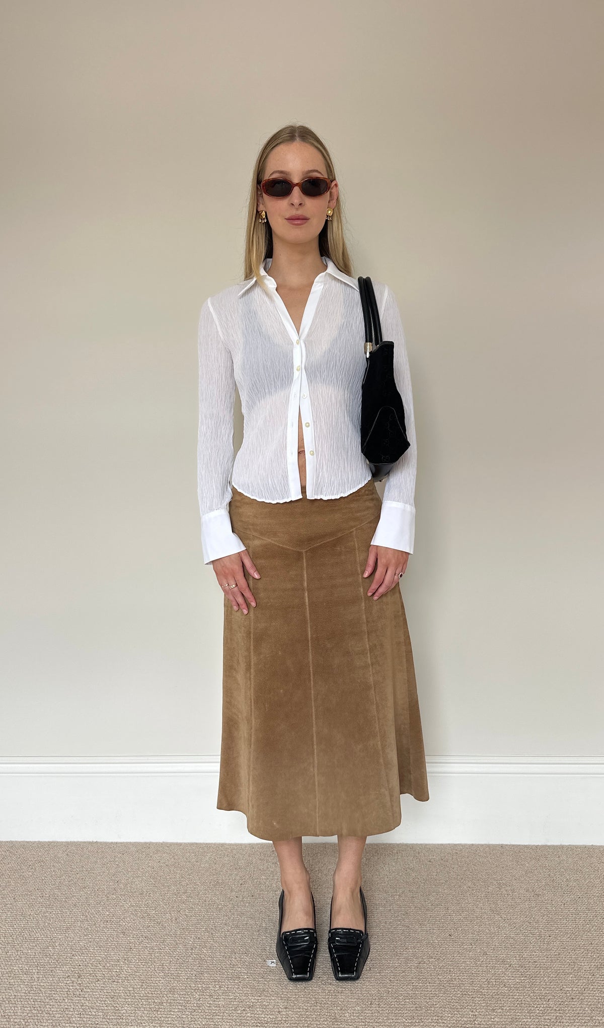 Vintage real suede skirt