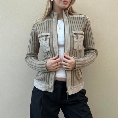 Vintage 00s suede & knit jumper jacket