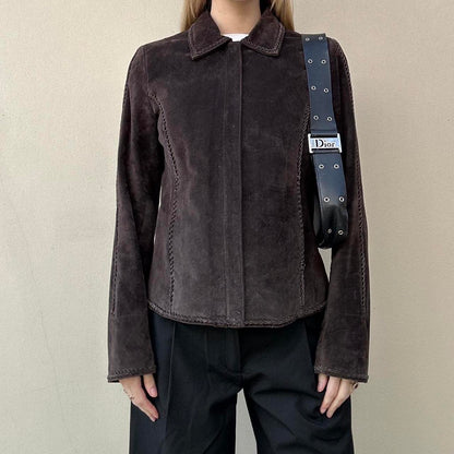 Vintage 00s brown suede jacket