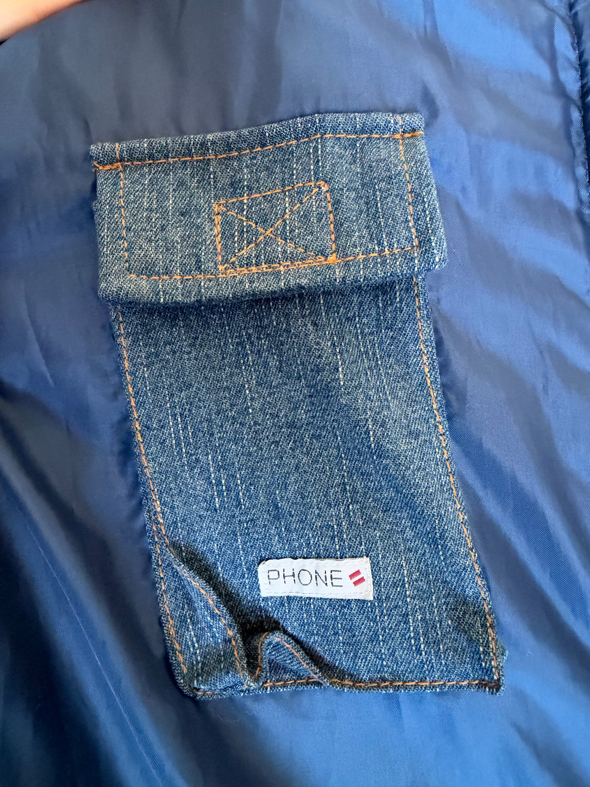 Vintage denim mongolian fur puffer coat