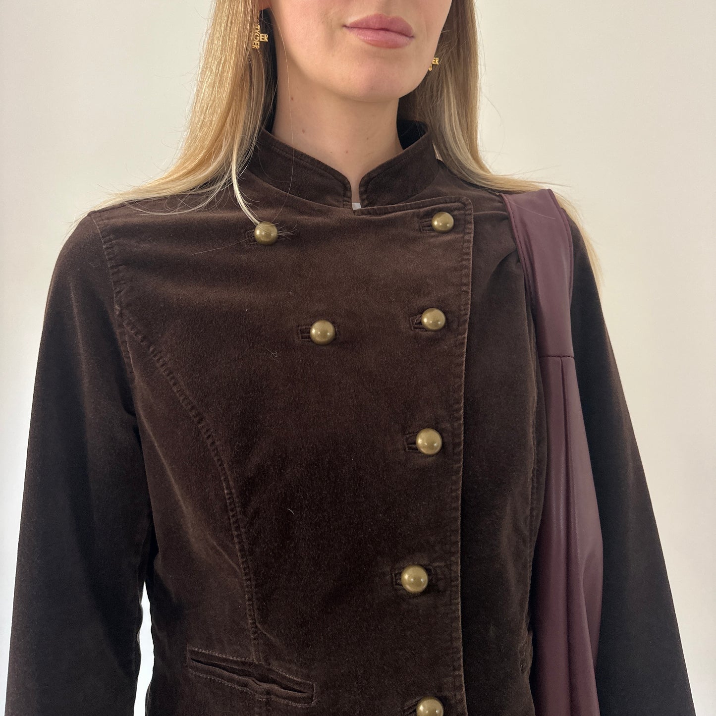 Vintage brown velvet military jacket