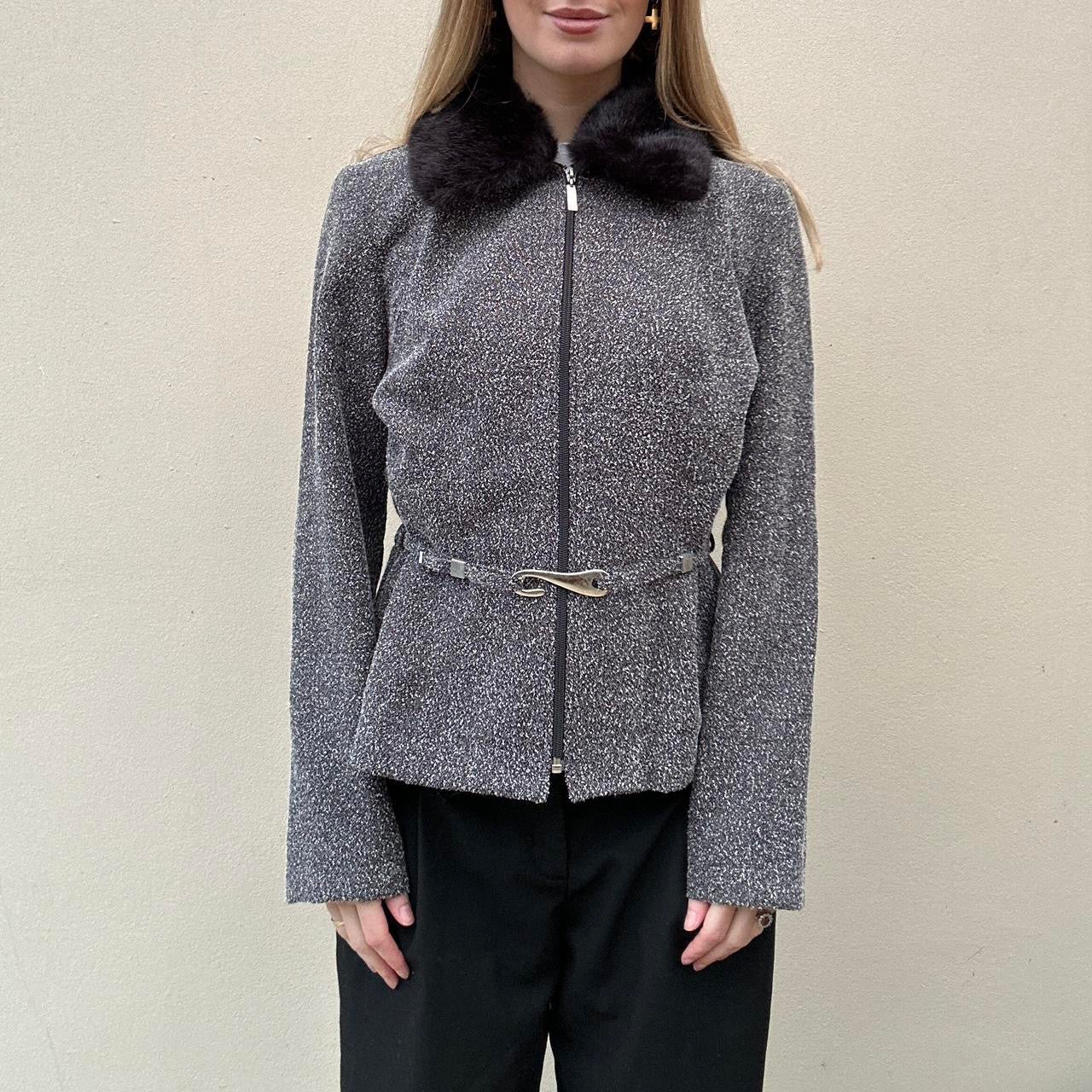 Vintage fur collar & buckle jacket