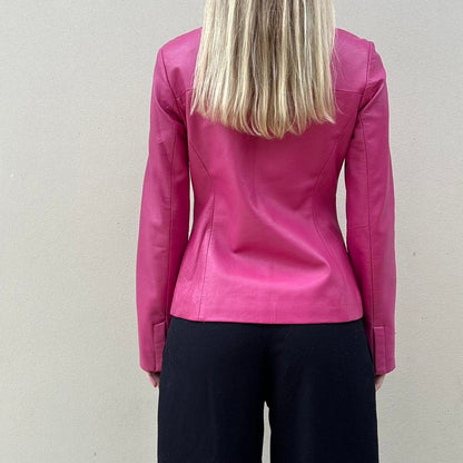 Vintage 00s bubblegum pink leather jacket