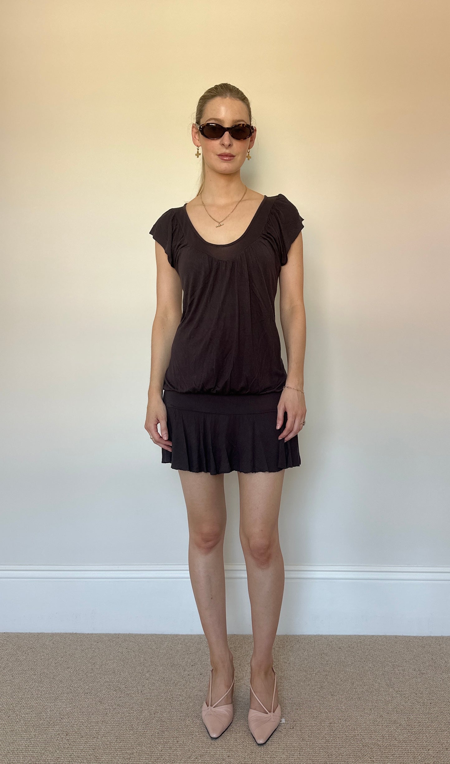 Vintage brown drop waist dress