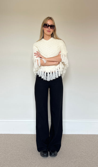 Vintage cream Tassle poncho