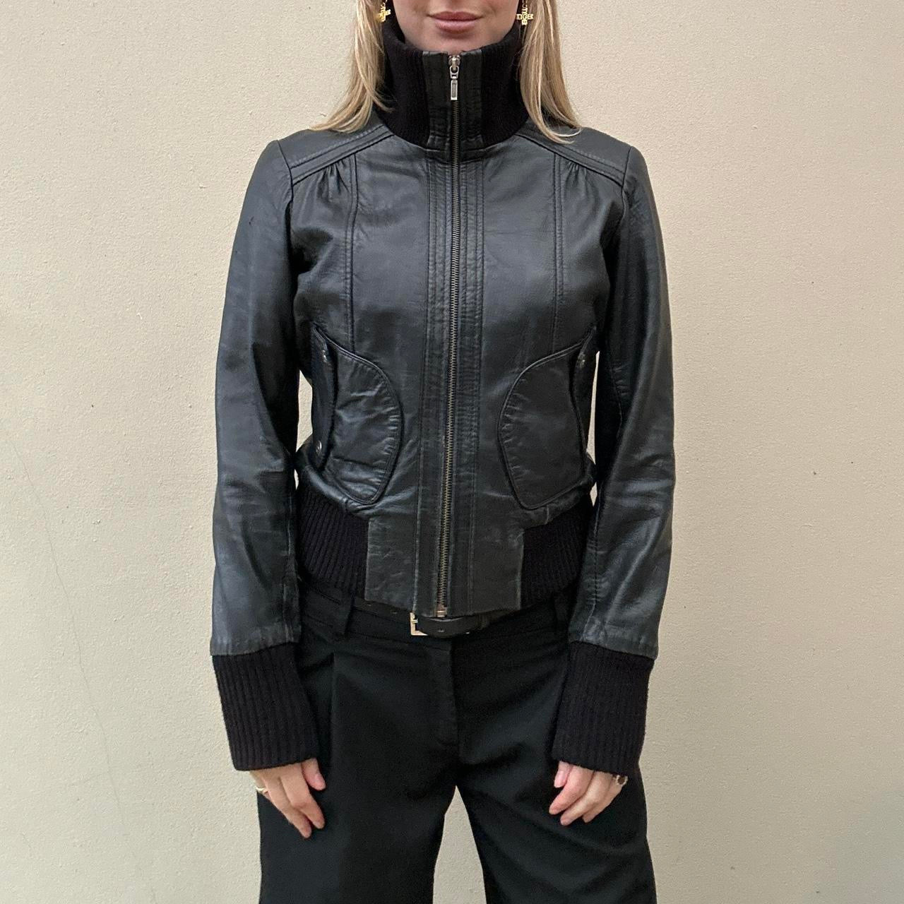 Vintage 00s black leather jacket