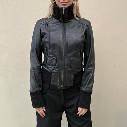 Vintage 00s black leather jacket