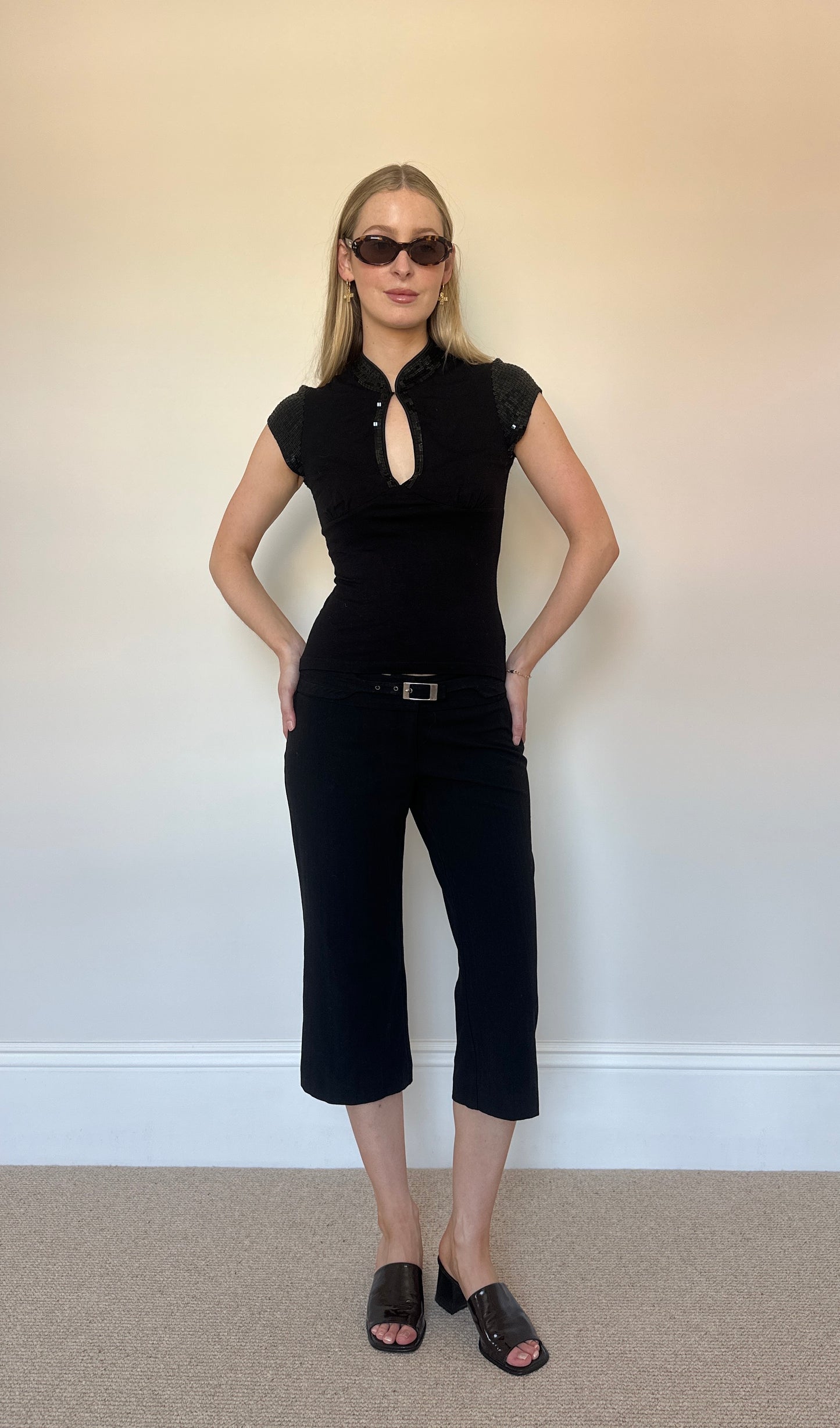 Vintage sequin key-hole top