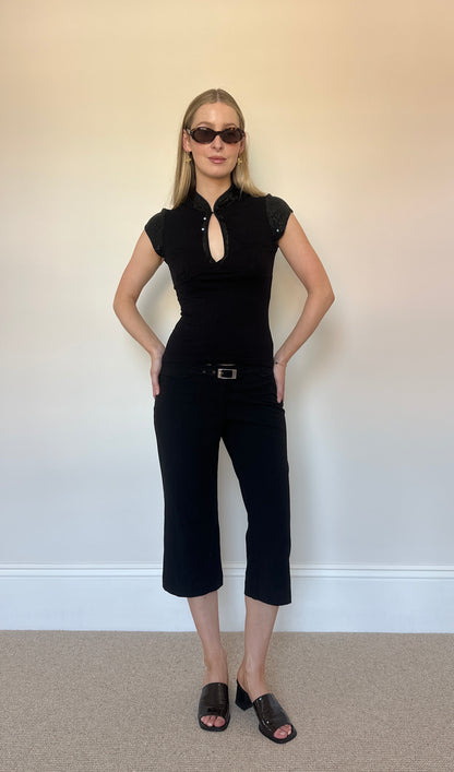 Vintage sequin key-hole top