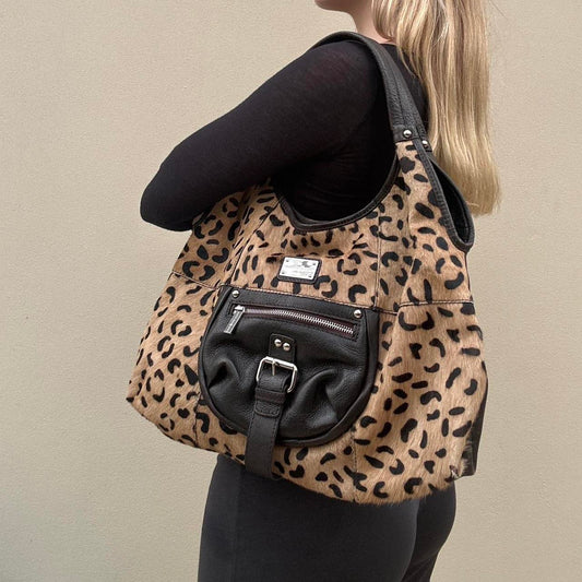 Vintage 00s leopard pony skin bag