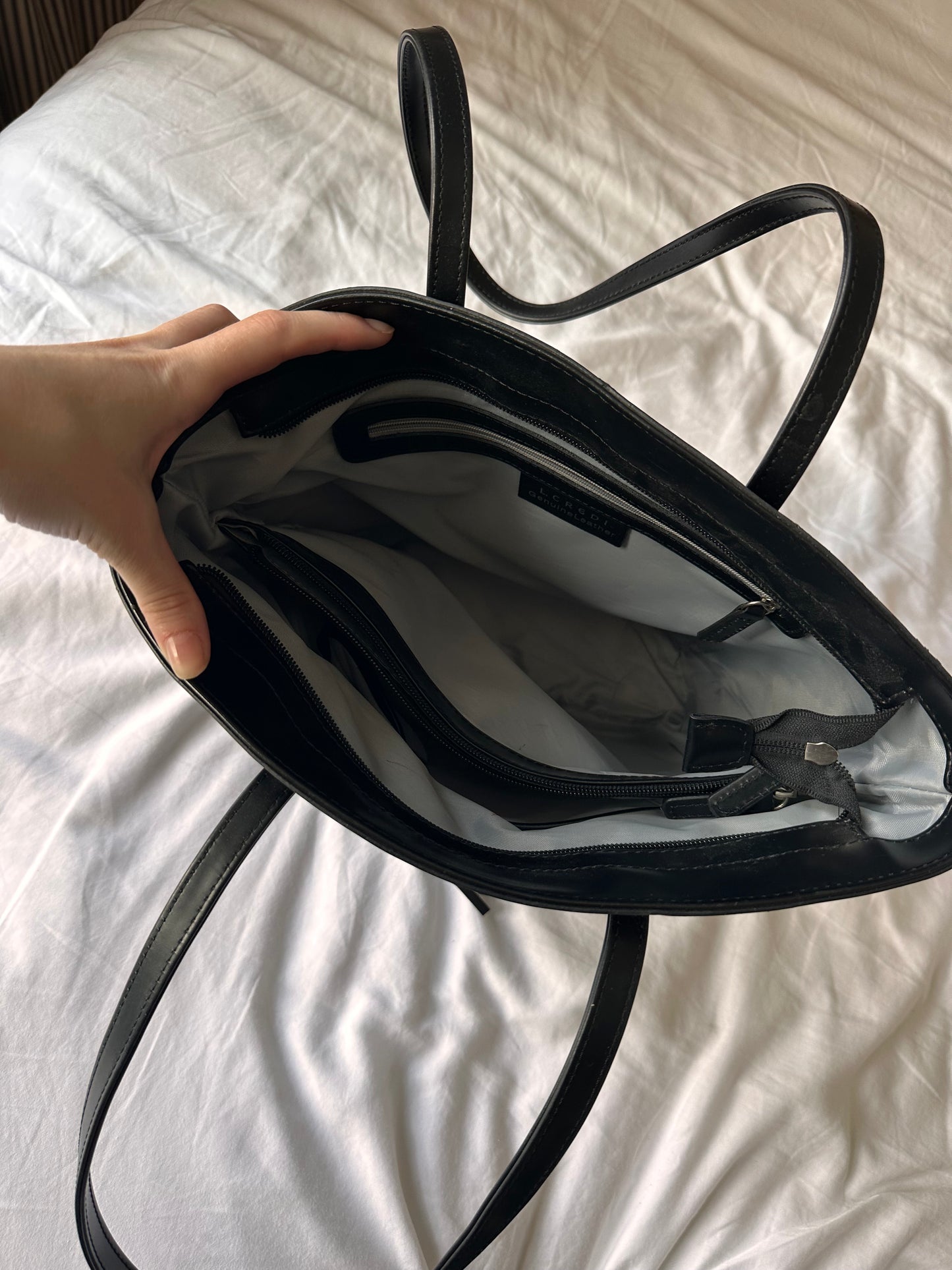 Black leather Tassle Bag