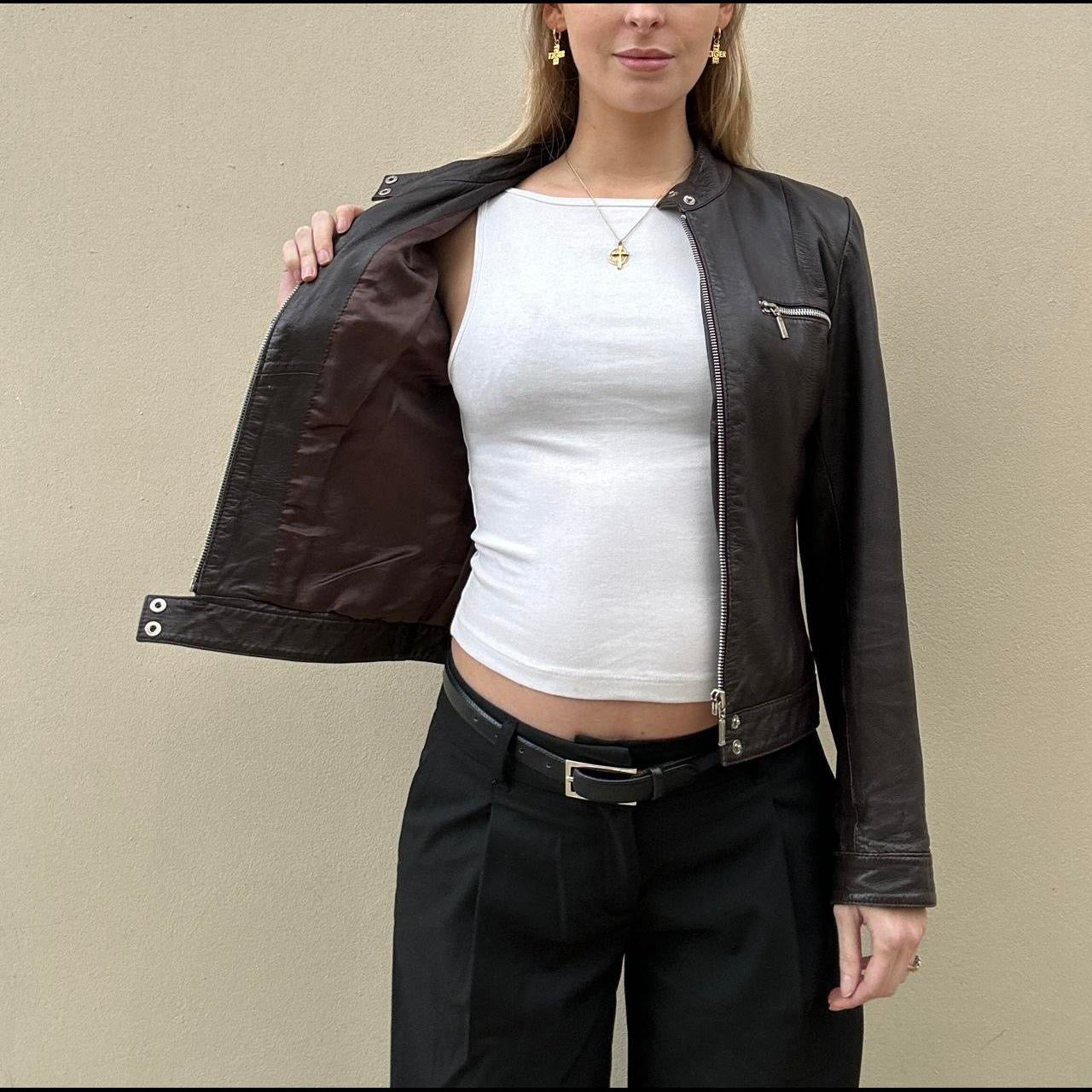 Vintage 00s brown biker jacket