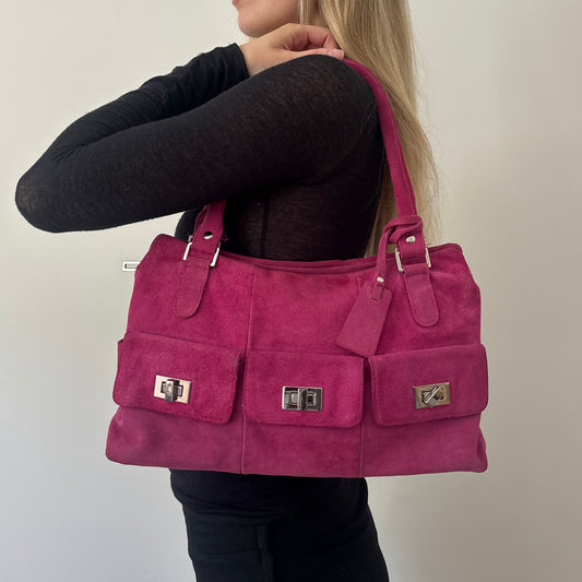 Vintage pink suede bag