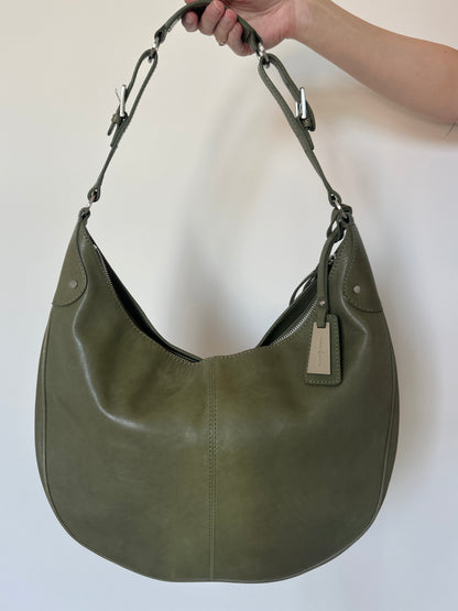 Vintage olive leather shoulder bag