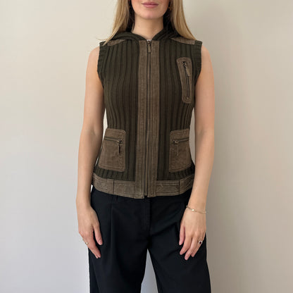 Vintage suede & knit gilet