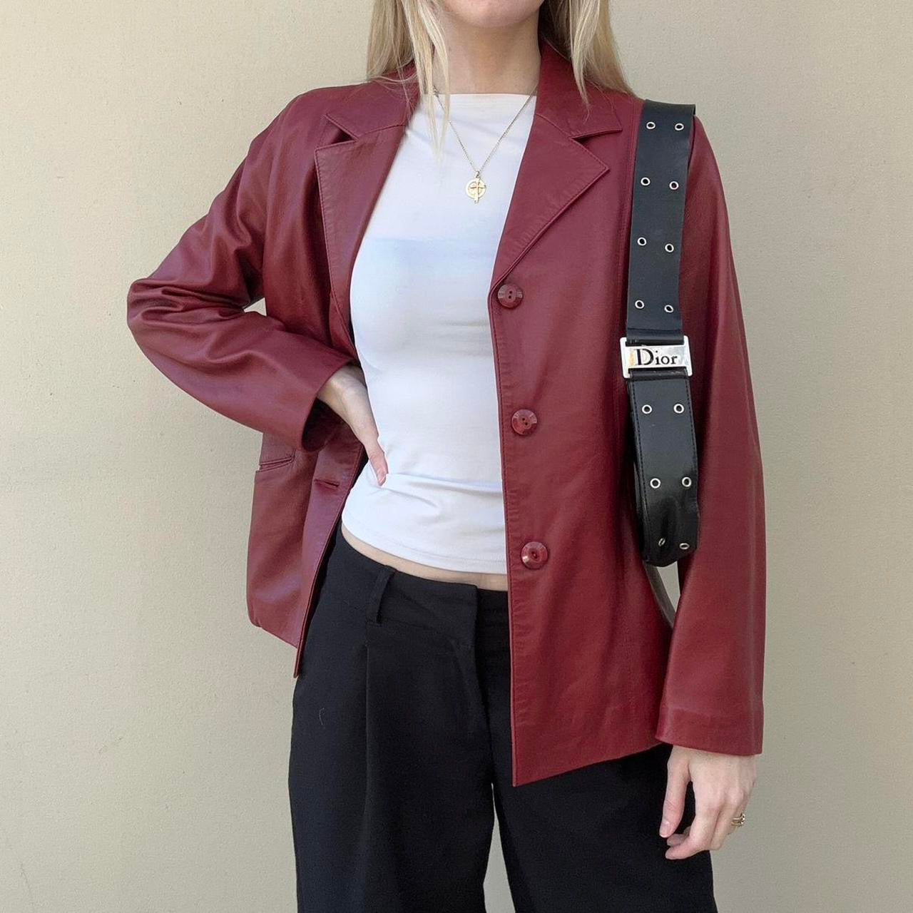 Vintage 00s burgundy leather blazer