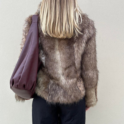 Faux fur patchwork coat