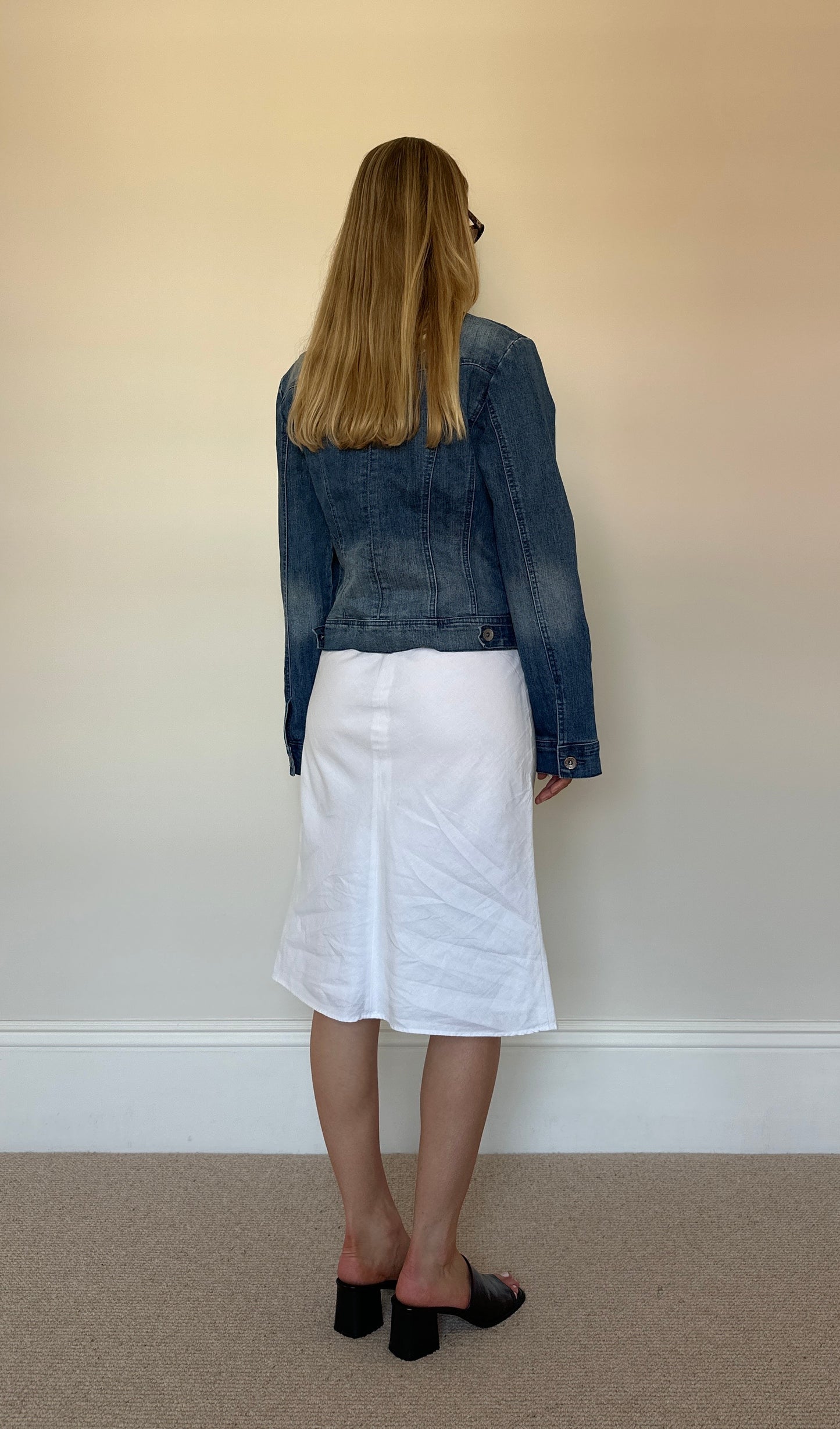 Vintage denim zip biker jacket