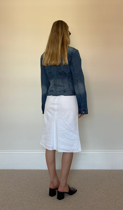 Vintage denim zip biker jacket