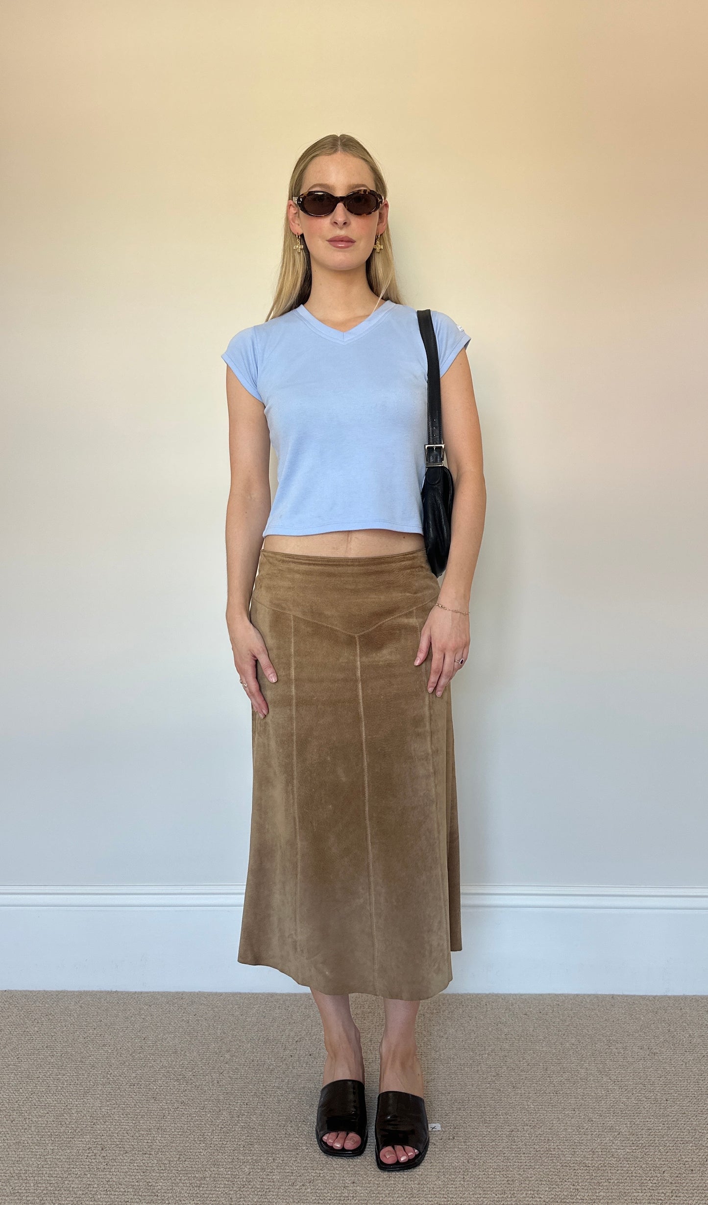 Vintage real suede skirt