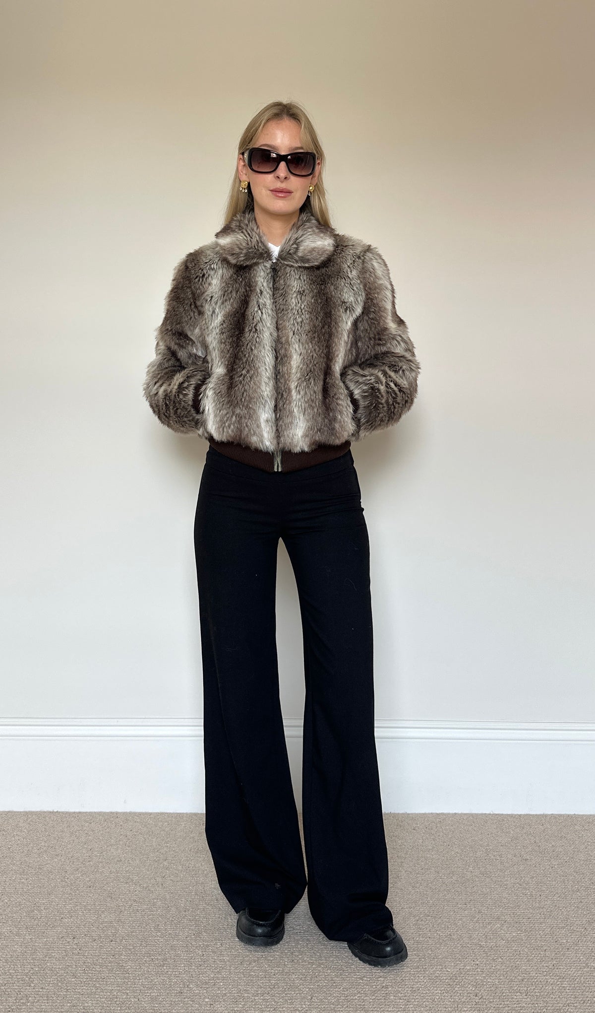 Vintage faux fur bomber jacket