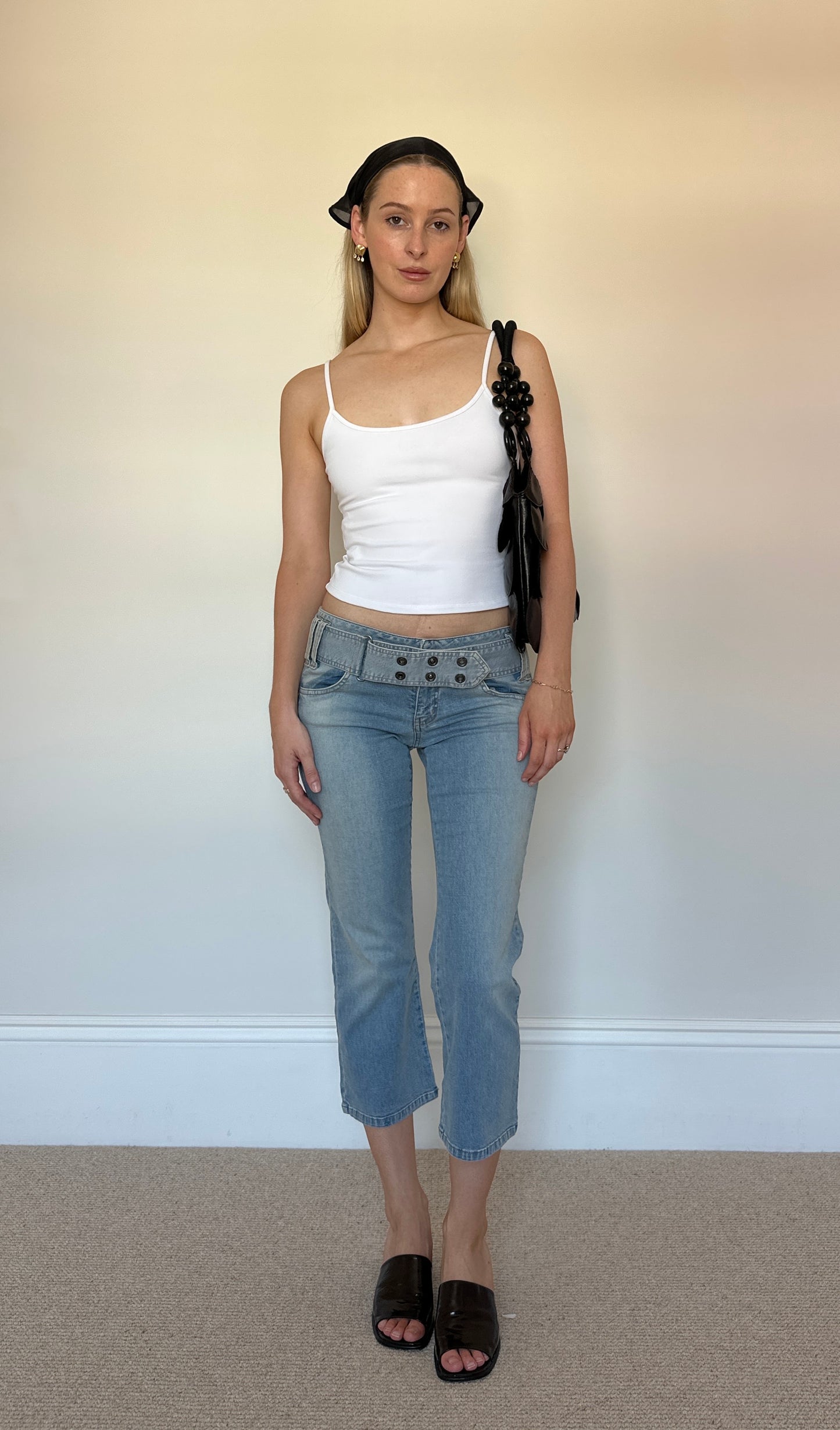 Vintage grommet belt capris