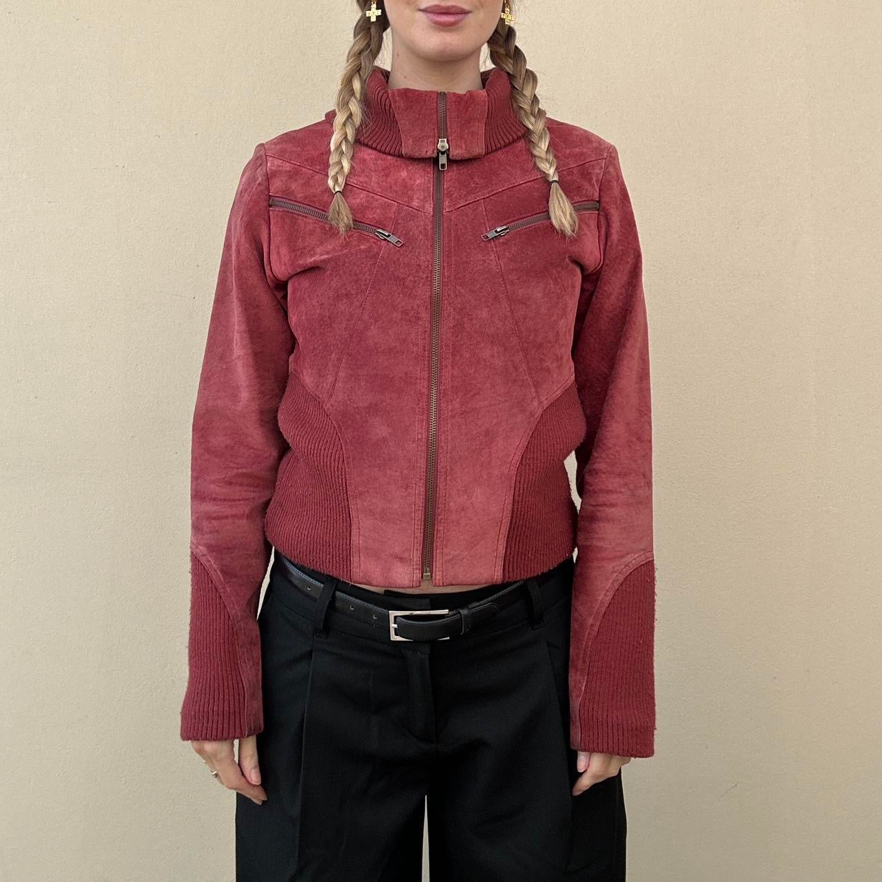 Vintage 90s red suede jacket