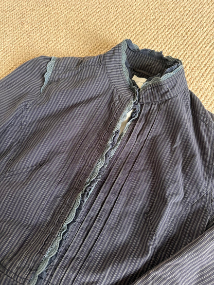 Vintage blue pinstripe hook & eye jacket