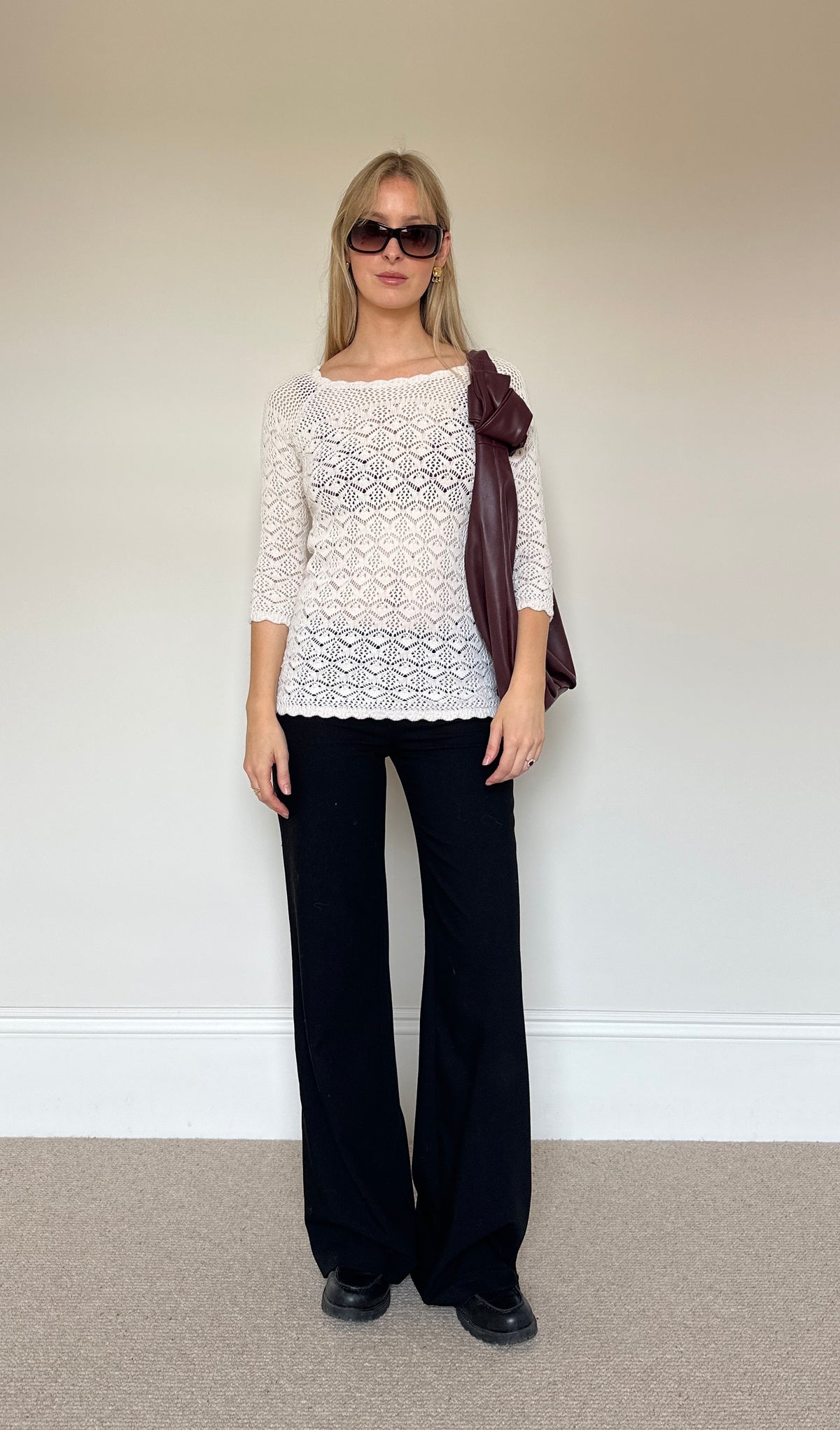 Vintage pointelle Knit Jumper